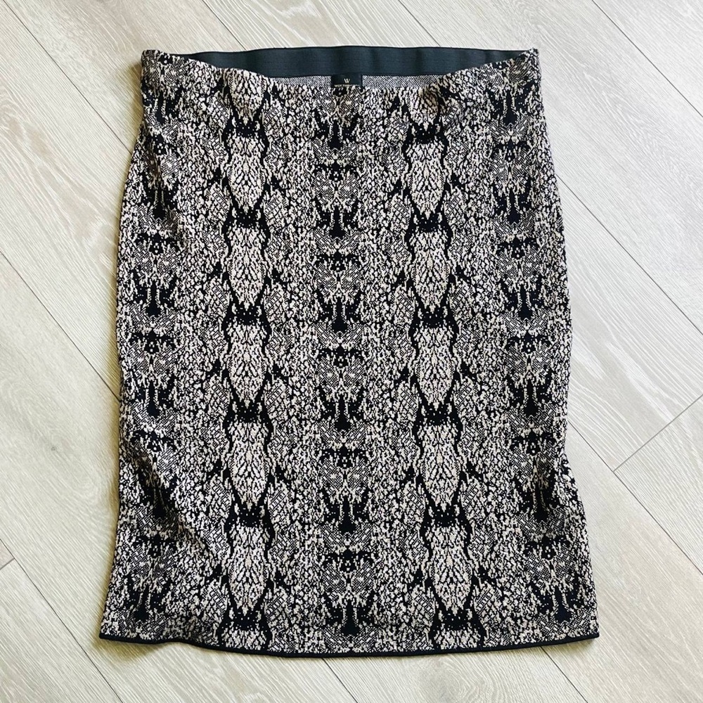 Worthington Womens Large Skirt Brown Black Metallic Knit Pencil Midi